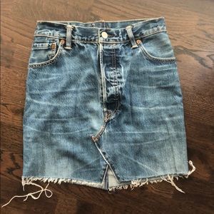 Distressed Levi denim pencil mini skirt XS